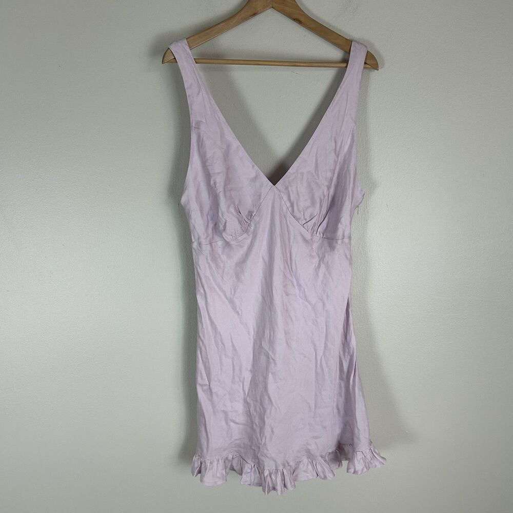 Victoria's Secret XL Summer Fling Satin Ruffle Dress Purple Slip Nightgown